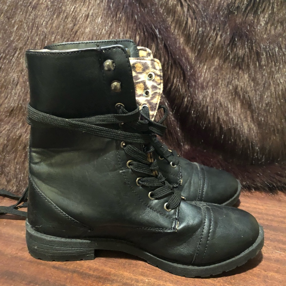 Black combat boots
